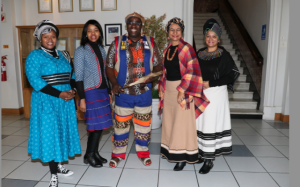Proudly African… Proudly wearing their traditional African attire were GMSA staff (from left) : Phumza Jama, Vathiswa Jacobs, Elvis Hermans, Gishma Johnson and Thanusha Pillay. 