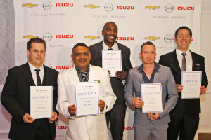 Top Five: The technicians who competed in the final round of the Top Technician Skills Awards are from left: Kieran Vermaak (Edmond Auto), Sujit Munniseker (South Coast Motors), Michael Nyakudya (Imperial GM Germiston), Hendre Hulscher (Reeds N1 City) and Gawie Engelbrecht (Williams Hunt Port Elizabeth)