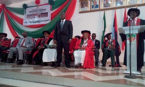 Innoson Group Chairman, Dr. Innocent Ifediaso Chukwuma, standing as his citation is read before the conferment of the Doctor of Science on him at the 37th convocation ceremony for the cadets of the 63 Regular Course, Nigeria Defence Academy, NDA, Kaduna, by the Vice President, Prof. Yemi Osinbajo,.