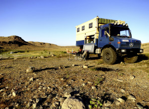  Taking a break in Kangal, Turkey: With 540 litres of diesel and 180 litres of fresh water on board, the couple are self-sufficient – even far away from any civilisation.;
