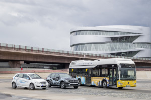Fuel cell electric mobility by Mercedes-Benz: The B-Class F-CELL, Mercedes-Benz GLC F-CELL prototype and the Citaro FuelCELL-Hybrid;