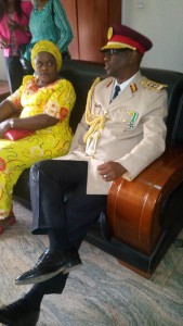 Dr. Boboye Oyeyemi with his wife, Mrs. Yemisi Bolanle Oyeyemi, President, Road Safety Officers' Wives Association (ROSOWA), at the Vice Chancellor’s office preparatory to the commencement of procession to the Convocation Square where he later joined other graduating students of the institution to receive his Doctorate degree.(PHOTOS: Courtesy, Abdullahi Sanni) 