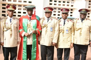 Corps Marshal Oyeyemi with Commander Samuel Obayemi (third from left), Commander Bisi Kazeem, Head, Media & Strategy of the Corps (first from right) and other top Commanders at the ceremony (PHOTO, Courtesy, Bisi Kazeem)