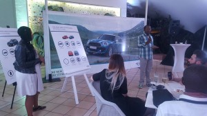 Edward Makwana, Group Product Manager, BMW Group South Africa, with Thando Pati, Product Manager, MINI, presenting-the-all-new-MINI-Countryman at a media briefing in Durban... last Thursday.