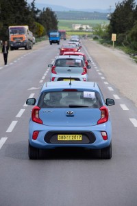 Rear view of the new Picanto cars during the test-drive in Tunis, Tunisia