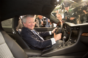  Dr. Wolfgang Porsche, Chairman of the Supervisory Board Porsche AG, behind the wheel of the One millionth 911