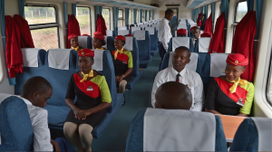 Kenya Railway staff inside the Madaraka (Freedom) Express