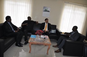 NADDC Director-General, Mr. Jelani Aliyu (right), welcoming the delegation from Stallion Group, led by the Chairman, Mr.Pavir Singh (middle), to his office in Abuja