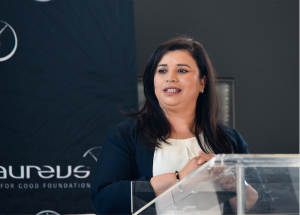 Vice President of Mercedes-Benz Vans, Nadia Trimmel, welcoming the guests at the women-only breakfast...recently