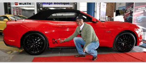 Doc. Khumalo with the legendary Ford Mustang GT he will drive for the next 12 months as Ford Brand Ambassador