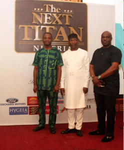 From left:   Brand Manager Ford, Coscharis Motors Plc, Mr. Felix Mahan;   Executive Producer, The Next Titan, Mr Mide Kunle-Akinlaja, and the General Manager, Marketing & Corporate Communications, Coscharis Group, Mr. Abiona Babarinde, at the premiere event of the Season 4 of The Next Titan entrepreneurial reality TV show, co-sponsored by Ford and Coscharis Motors Plc. in Lagos…recently 