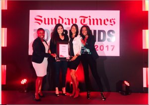 Mercedes—Benz South Africa (MBSA) marketing-team (from left) Blennah Kekana, Kijal Harilall, Shamira Nina and Lebogang Matsoso at the awards ceremony 
